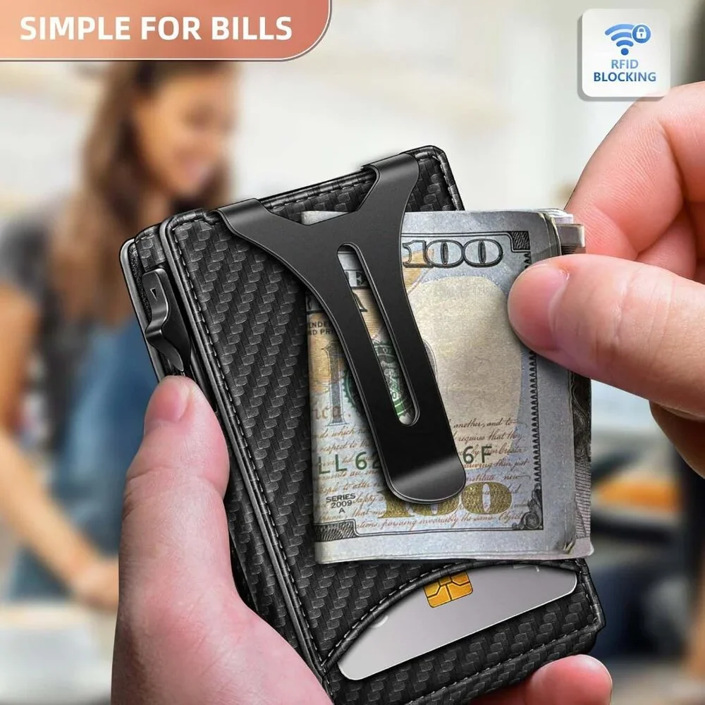 Men Wallet Money Clip Wallet Slim For Gift Men 9Cards-Metal Credit Card Case